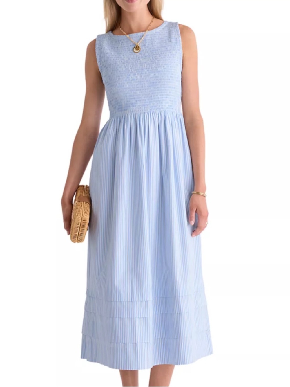 NWT Vineyard Vines Sleeveless Ellen Smocked Midi Dress XL